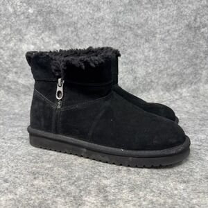 Koolaburra by UGG Suede Shearling‎ Lined Zip Up Ankle Boots Womens Size 7 Black